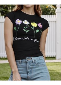 Cute "Bloom Like a Flower" Graphic Tee