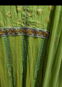 Green Embroidered Anarkali with Dupatta