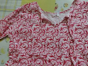 Raspberry Pink Floral Peplum / Baby-Doll Top
