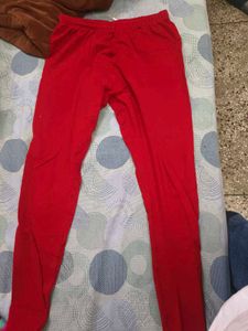 Red Cotton Leggings in 32 waist