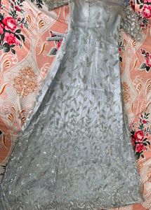 Elegant Grey sequinned corset tie Gown