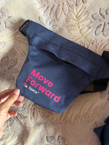 Navy &amp; Pink 'Move Forward' Backpack with waist bag