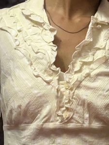 Pastel Yellow Ruffled V-Neck Fitted Top