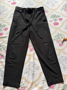 Black Tie-Waist Pants