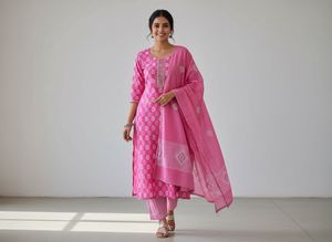 Pink Cotton Salwar Kameez Suit💕