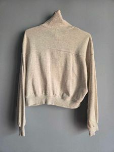 H&amp;M Beige Cropped Oversized Sweatshirt
