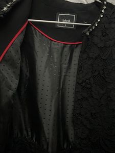 Black Lace Jacket with Fringe