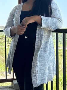 Marled Knit Open Front Cardigan
