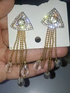 Sparkling Triangle Dangle Earrings