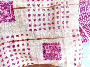 Vintage Pink &amp; Beige Saree With Fall &amp; Picco