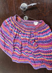 Colorful Smocked Waist Mini Skirt