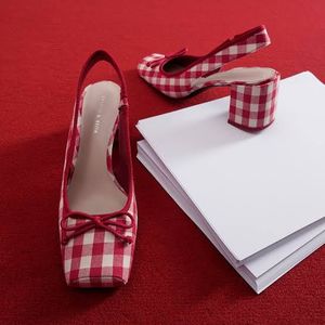 Red Gingham Casual heels