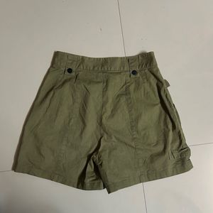Khaki Cargo Shorts with Zippers