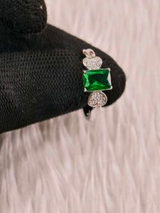Emerald &amp; Diamond Heart Ring 925 silver