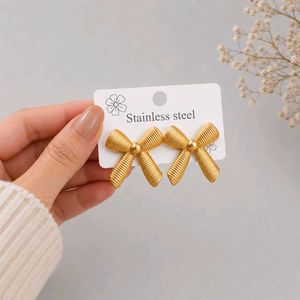 Gold Bow Stud Earrings