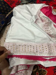 Elegant White &amp; Pink Saree unused