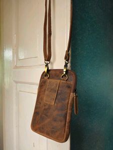 Brown Leather Phone Pouch Bag
