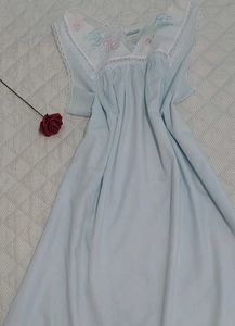 Light Blue Embroidered Nightgown