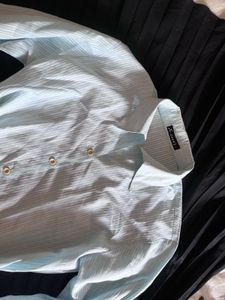 Light Blue Striped Button-Up Top