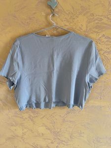 Light Blue "Cowboy Ranch" Crop Top
