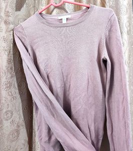 H&amp;M Pink Ribbed Long Sleeve Top