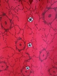 Red Floral Print Kurta