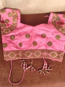 Pink &amp; Gold Embroidered Lehenga Choli