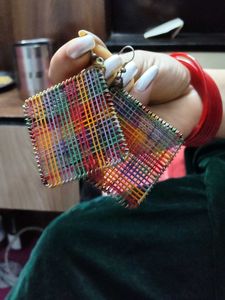 Vibrant Woven Square Hoop Earrings