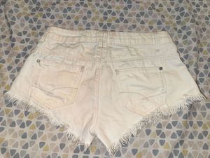 low waist White Denim Distressed Shorts