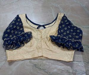Elegant Cream n Navy Blue Blouse