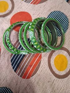 Stunning Green Bangles with Crystals