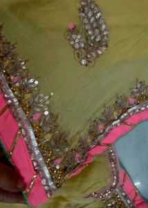 gota Patti Yellow Saree with Embellished Blouse