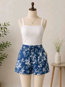 Blue Floral Zara Print Shorts