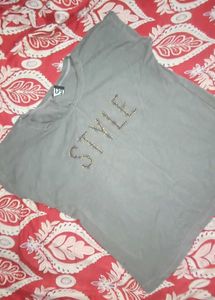 Stylish Grey T-Shirt with Embellishments
