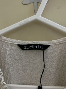 White Smocked V-Neck Cropped Top