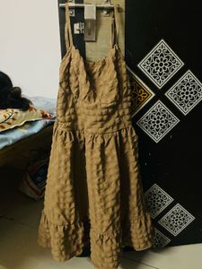 Brown Textured Mini Dress