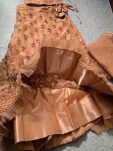 Peach Embroidered Lehenga Choli