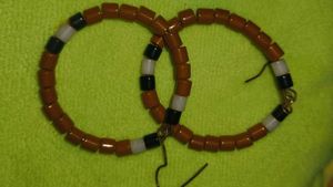 Brown Beaded traditional Hoop Earrings