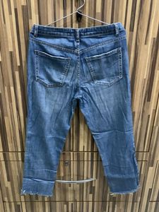 Distressed Hem Denim Jeans