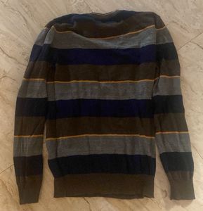 Men's Striped V-Neck Sweater