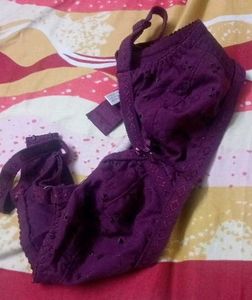 Purple Embroidered Bra