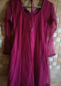 Embellished Magenta anarkali Kurta, bust 40 inches