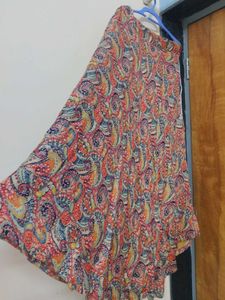 Vibrant Paisley Print Flowy Skirt
