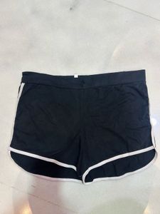 Black cotton  Shorts with White Trim