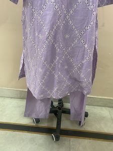 Lavender Chikankari Kurta Set
