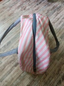 Pink Stripe Lunch Bag