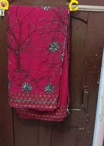 Elegant Maroon Embroidered Saree