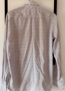 Parx Micro Print Slim Fit Shirt White Grey