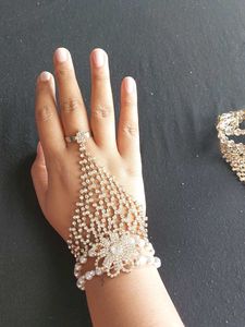 2 Bangle / Bracelet with Ring and Hand Chain