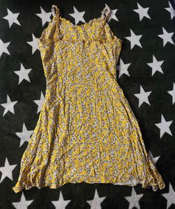 Yellow Floral Print Button-Down Dress